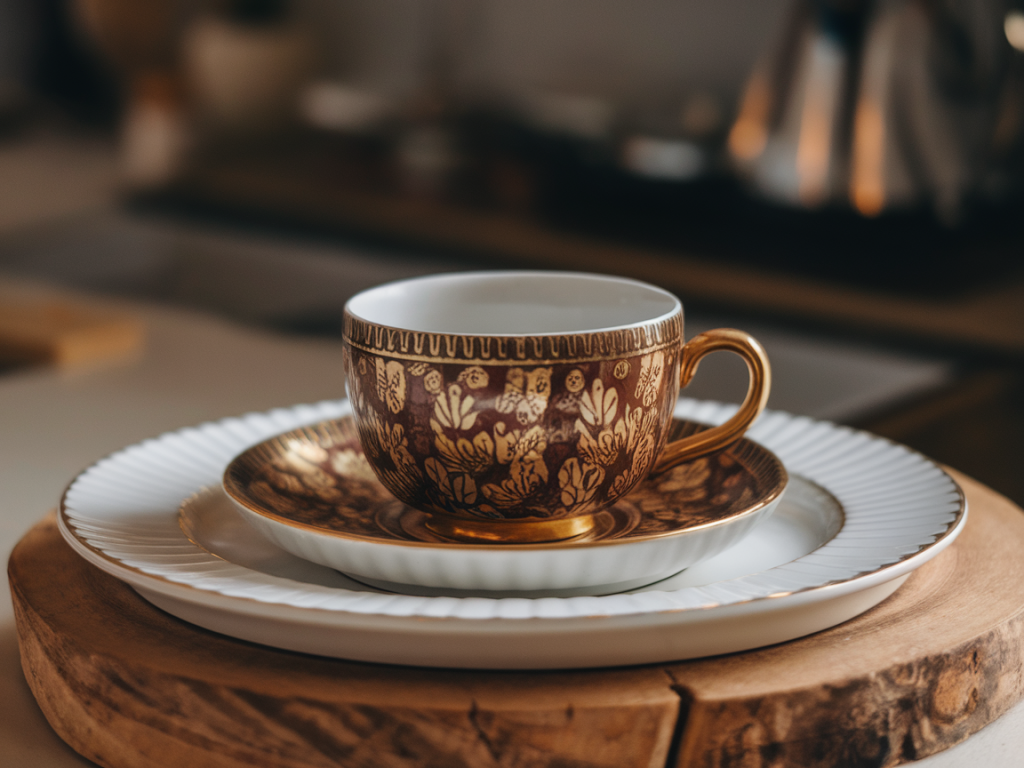 Wie kombiniere ich einen vintage-kaffeetassensatz mit modernem weißen porzellan, ohne dass es uneinheitlich wirkt?