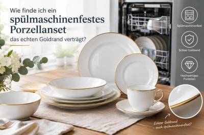 Wie finde ich ein spülmaschinenfestes porzellanset, das echten goldrand verträgt?