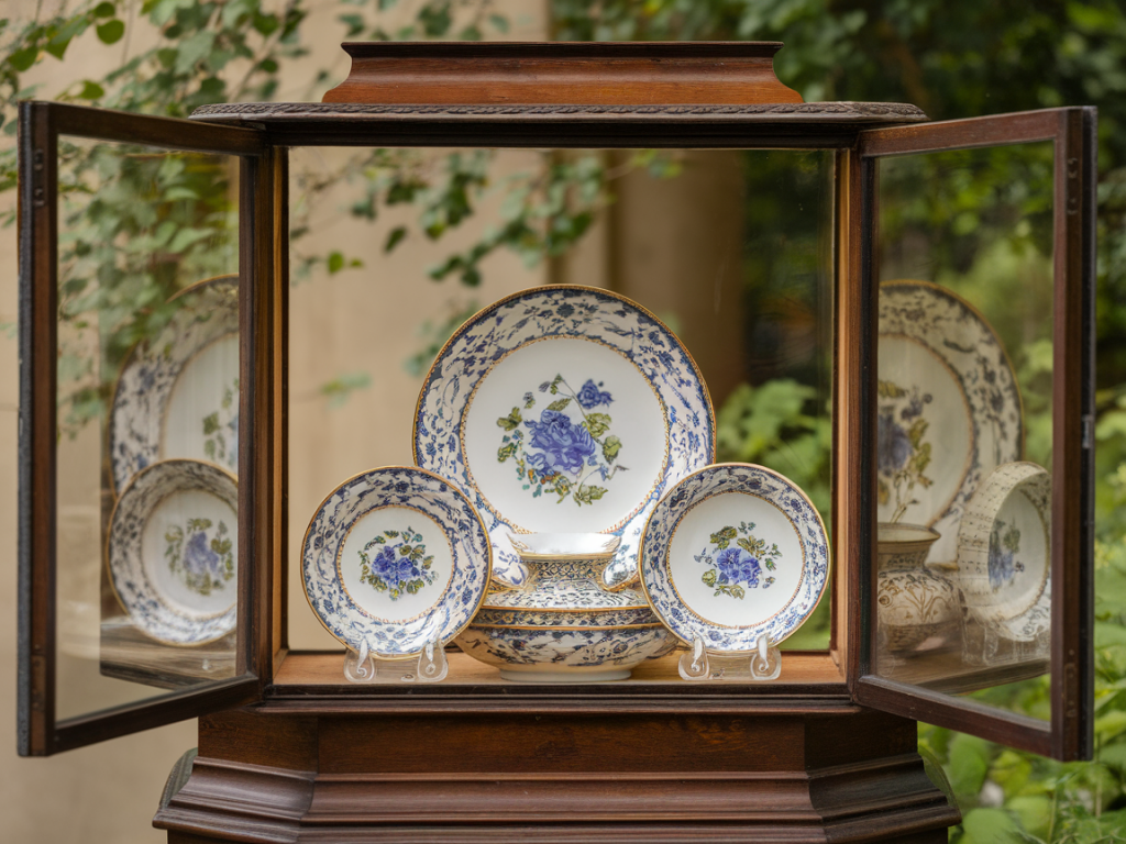 Wie präsentiere ich ein Porzellanservice von Hutschenreuther in einer offenen Vitrine ohne Staub und Chaos